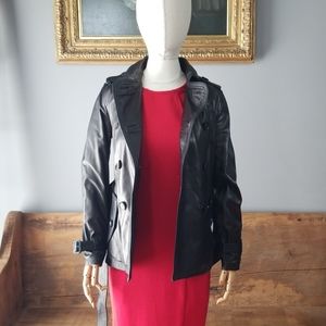 NWOT! COACH Black Leather Trench